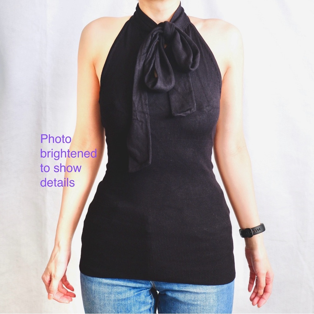 Forever 21 black halter top with tie-front